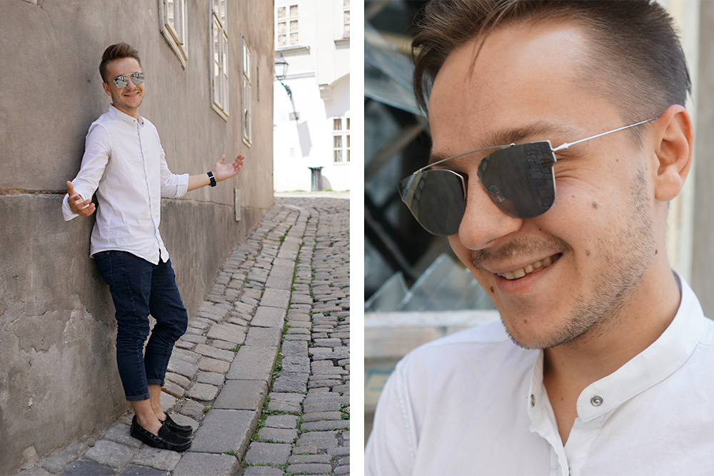 Srebrne okulary przeciwsłoneczne Aviator Dior Homme dla mężczyzn.
